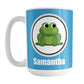 Personalized Adorable Blue Frog Mug (15oz) at Amy's Coffee Mugs