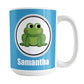 Personalized Adorable Blue Frog Mug (15oz) at Amy's Coffee Mugs