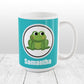 Personalized Adorable Turquoise Frog Mug at Amy's Coffee Mugs