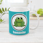 Personalized Adorable Turquoise Frog Mug at Amy's Coffee Mugs