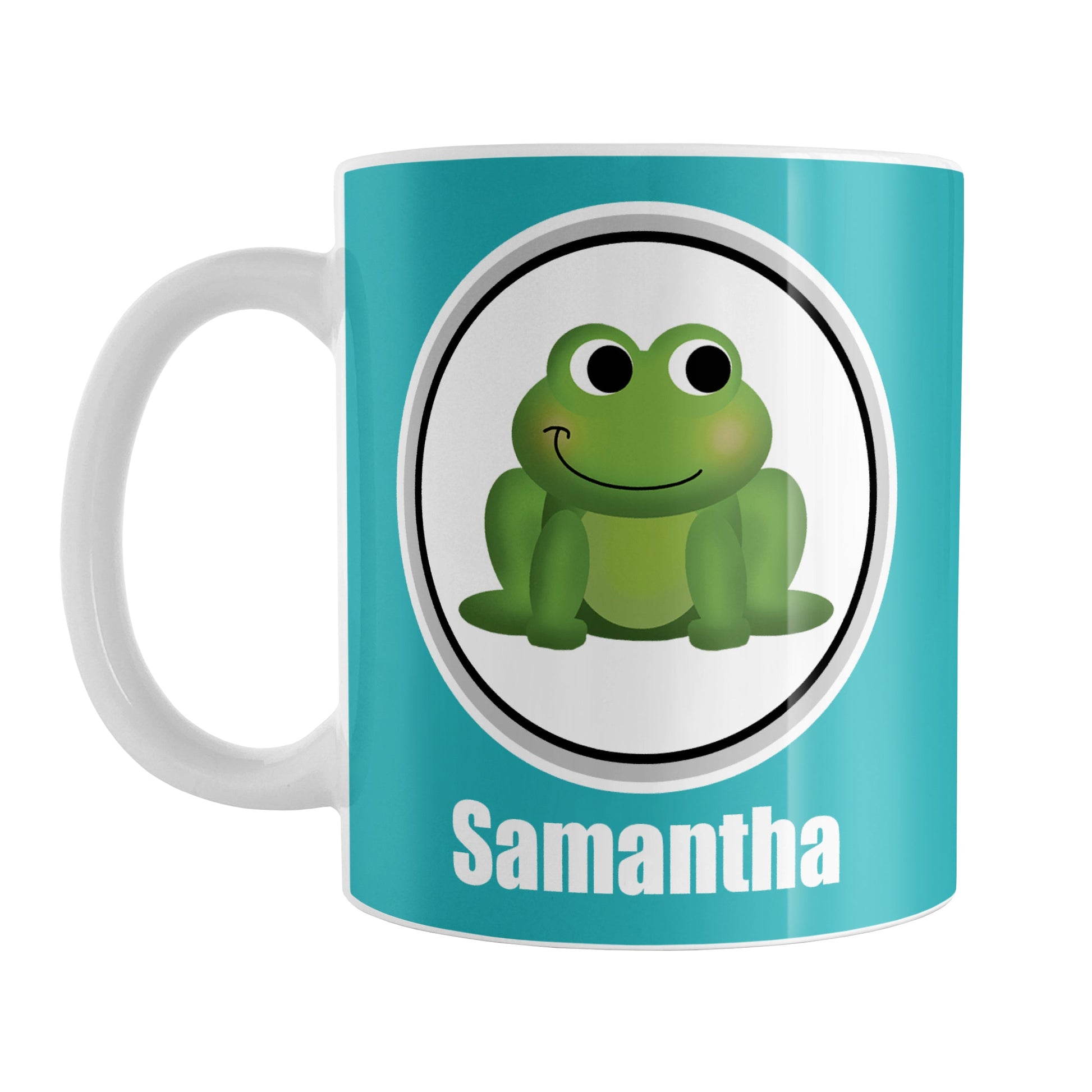 Personalized Adorable Turquoise Frog Mug (11oz) at Amy's Coffee Mugs