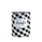 Personalized Black and White Gingham Tumbler Cup (10oz, stainless steel insulated) at Amy's Coffee Mugs