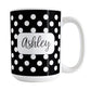 Personalized Black Polka Dot Mug (15oz) at Amy's Coffee Mugs