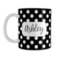 Personalized Black Polka Dot Mug (11oz) at Amy's Coffee Mugs