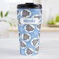 Personalized Cute Blue Elephant Pattern Travel Mug (15oz, stainless steel insulated) at Amy's Coffee Mugs