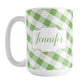 Personalized Green Gingham Mug (15oz) at Amy's Coffee Mugs