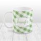 Personalized Green Gingham Mug at Amy's Coffee Mugs