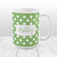 Personalized Green Polka Dot Mug at Amy's Coffee Mugs