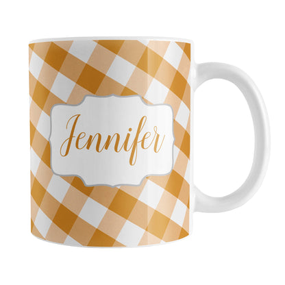 Personalized Orange Gingham Mug (11oz) at Amy's Coffee Mugs