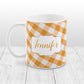 Personalized Orange Gingham Mug at Amy's Coffee Mugs