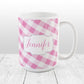 Personalized Pink Gingham Mug at Amy's Coffee Mugs