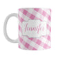 Personalized Pink Gingham Mug (11oz) at Amy's Coffee Mugs