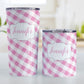 Personalized Pink Gingham Tumbler Cup (20oz and 10oz, stainless steel insulated) at Amy's Coffee Mugs