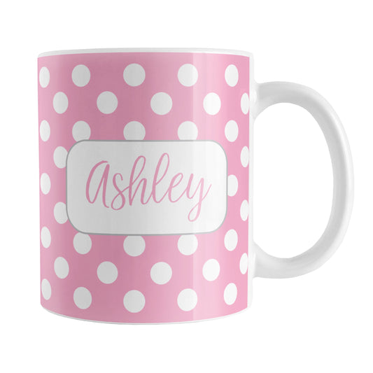 Personalized Pink Polka Dot Mug (11oz) at Amy's Coffee Mugs