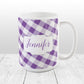 Personalized Purple Gingham Mug at Amy's Coffee Mugs