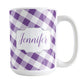Personalized Purple Gingham Mug (15oz) at Amy's Coffee Mugs