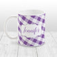 Personalized Purple Gingham Mug at Amy's Coffee Mugs