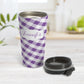 Personalized Purple Gingham Travel Mug at Amy's Coffee Mugs