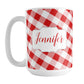 Personalized Red Gingham Mug (15oz) at Amy's Coffee Mugs