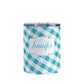 Personalized Turquoise Gingham Tumbler Cup (10oz, stainless steel insulated) at Amy's Coffee Mugs