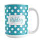 Personalized Turquoise Polka Dot Mug (15oz) at Amy's Coffee Mugs