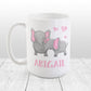 Personalized Watercolor Mommy and Baby Elephants Mug at Amy's Coffee Mugs