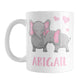 Personalized Watercolor Pink Mommy and Baby Elephants Mug (11oz) at Amy's Coffee Mugs
