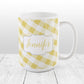 Personalized Yellow Gingham Mug at Amy's Coffee Mugs
