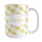 Personalized Yellow Gingham Mug (15oz) at Amy's Coffee Mugs