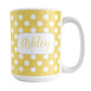 Personalized Yellow Polka Dot Mug (15oz) at Amy's Coffee Mugs