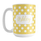 Personalized Yellow Polka Dot Mug (15oz) at Amy's Coffee Mugs