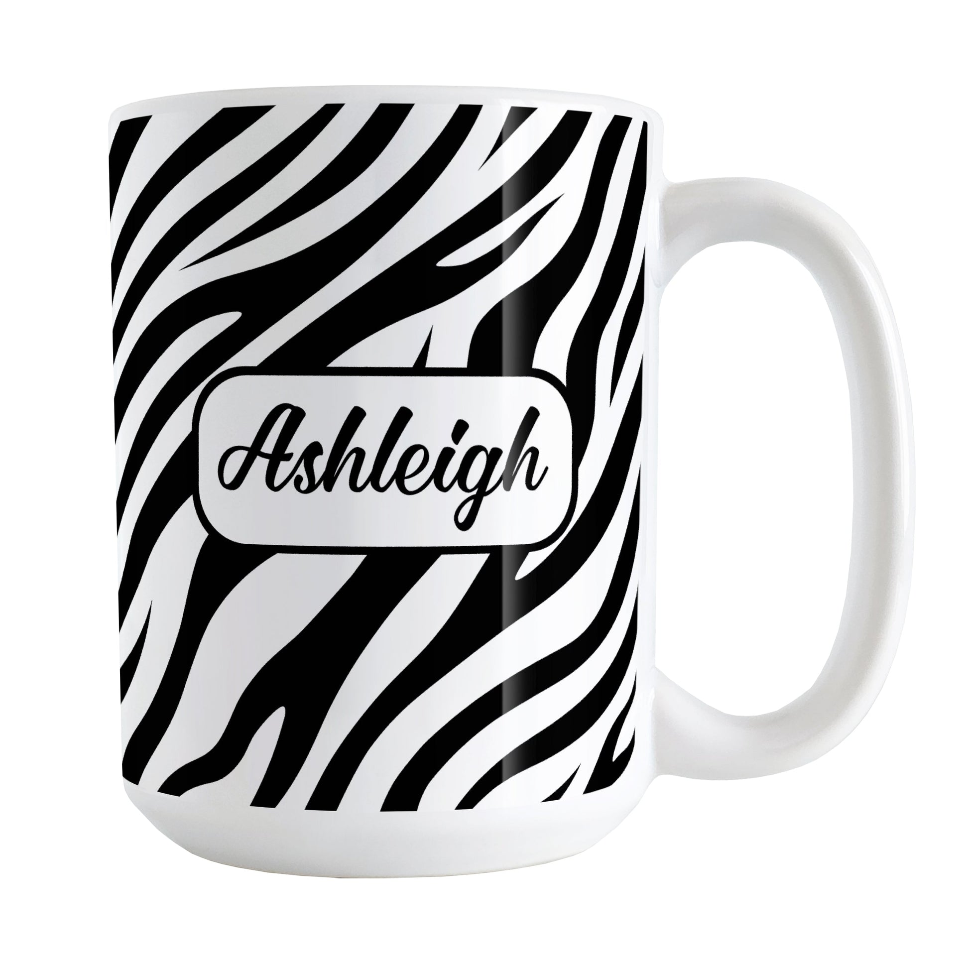 Personalized Zebra Print Pattern Mug (15oz) at Amy's Coffee Mugs