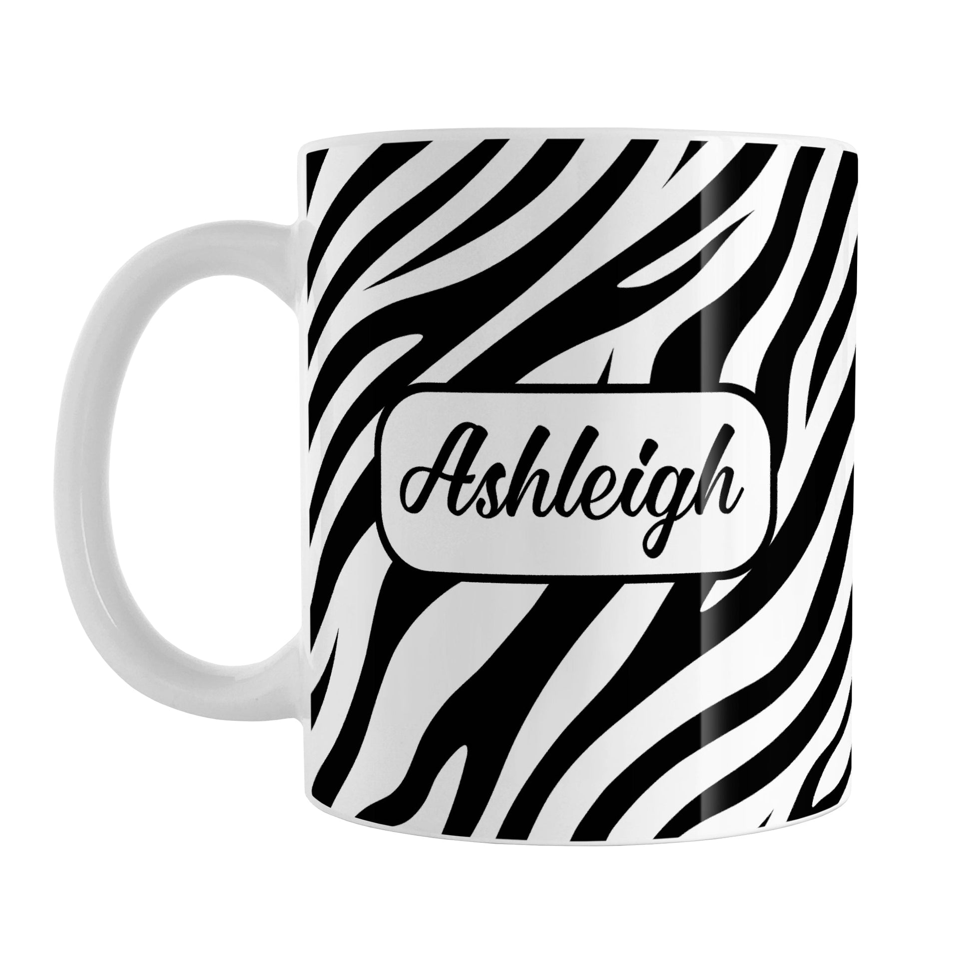 Personalized Zebra Print Pattern Mug (11oz) at Amy's Coffee Mugs