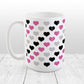 Pink Black Gray Hearts Pattern Mug at Amy's Coffee Mugs