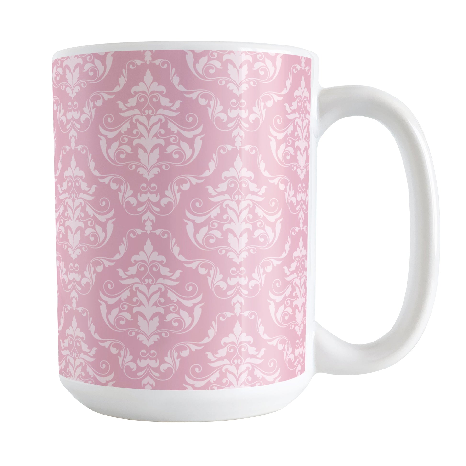 Pink Damask Pattern Mug (15oz) at Amy's Coffee Mugs