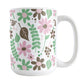 Pink Green Brown Floral Pattern Mug (15oz) at Amy's Coffee Mugs