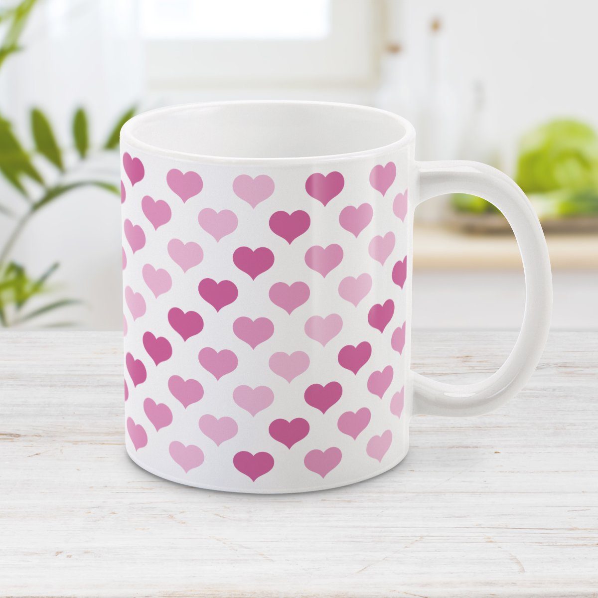 Pink Hearts Pattern Mug at Amy's Coffee Mugs