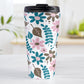 Pink Turquoise Brown Floral Pattern Travel Mug (15oz, stainless steel insulated) at Amy's Coffee Mugs