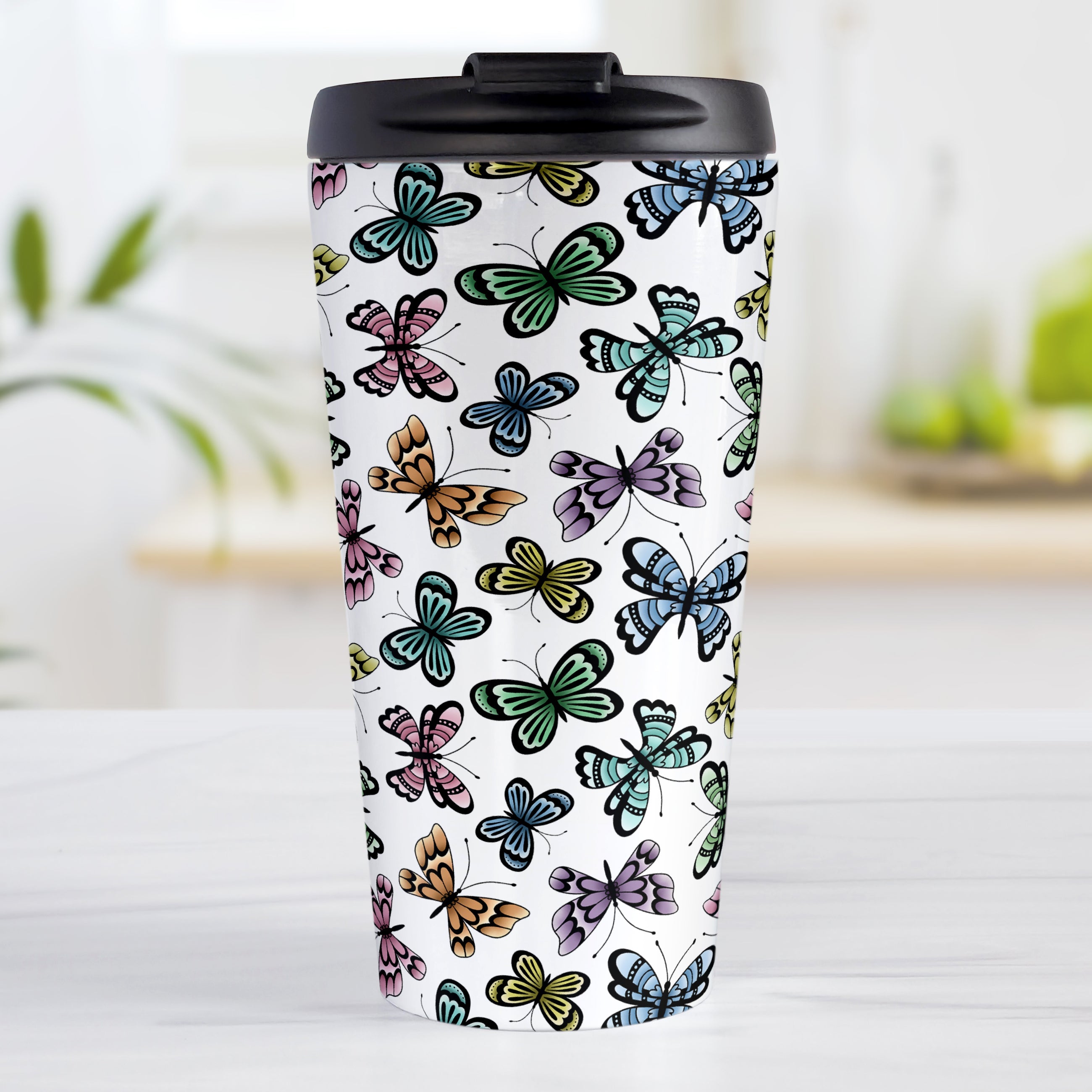 Rainbow Butterfly Insulated Travel Mug, made in U.S.A. – ArtistGifts