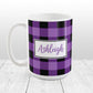Purple and Black Personalized Name Buffalo Plaid Mug at Amy's Coffee Mugs