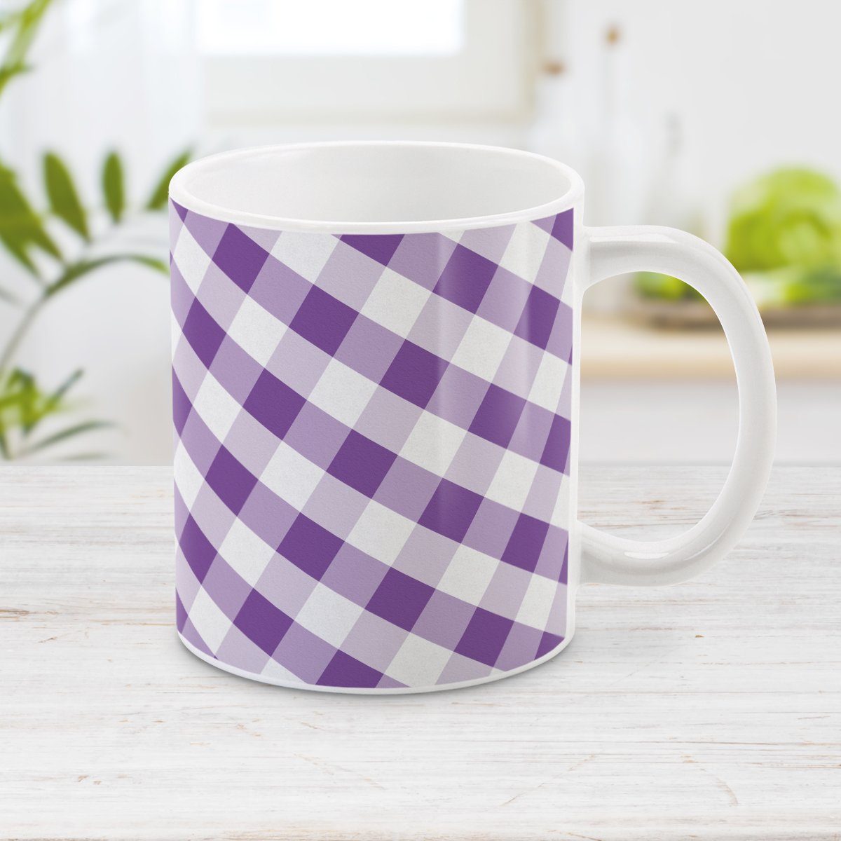 Purple Gingham Pattern Mug at Amy's Coffee Mugs