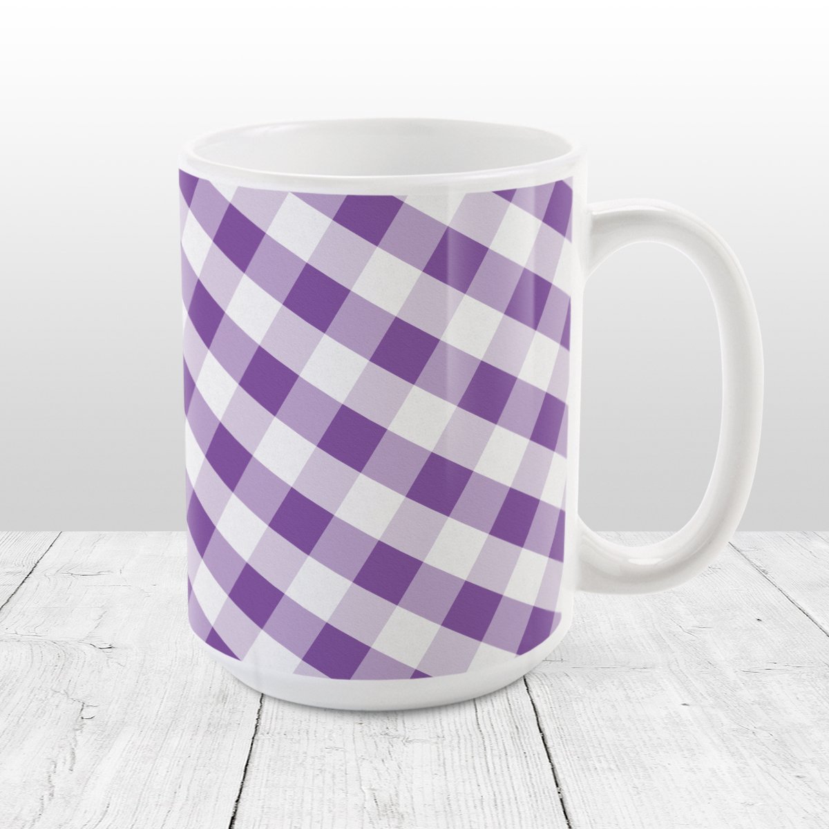 Purple Gingham Pattern Mug at Amy's Coffee Mugs