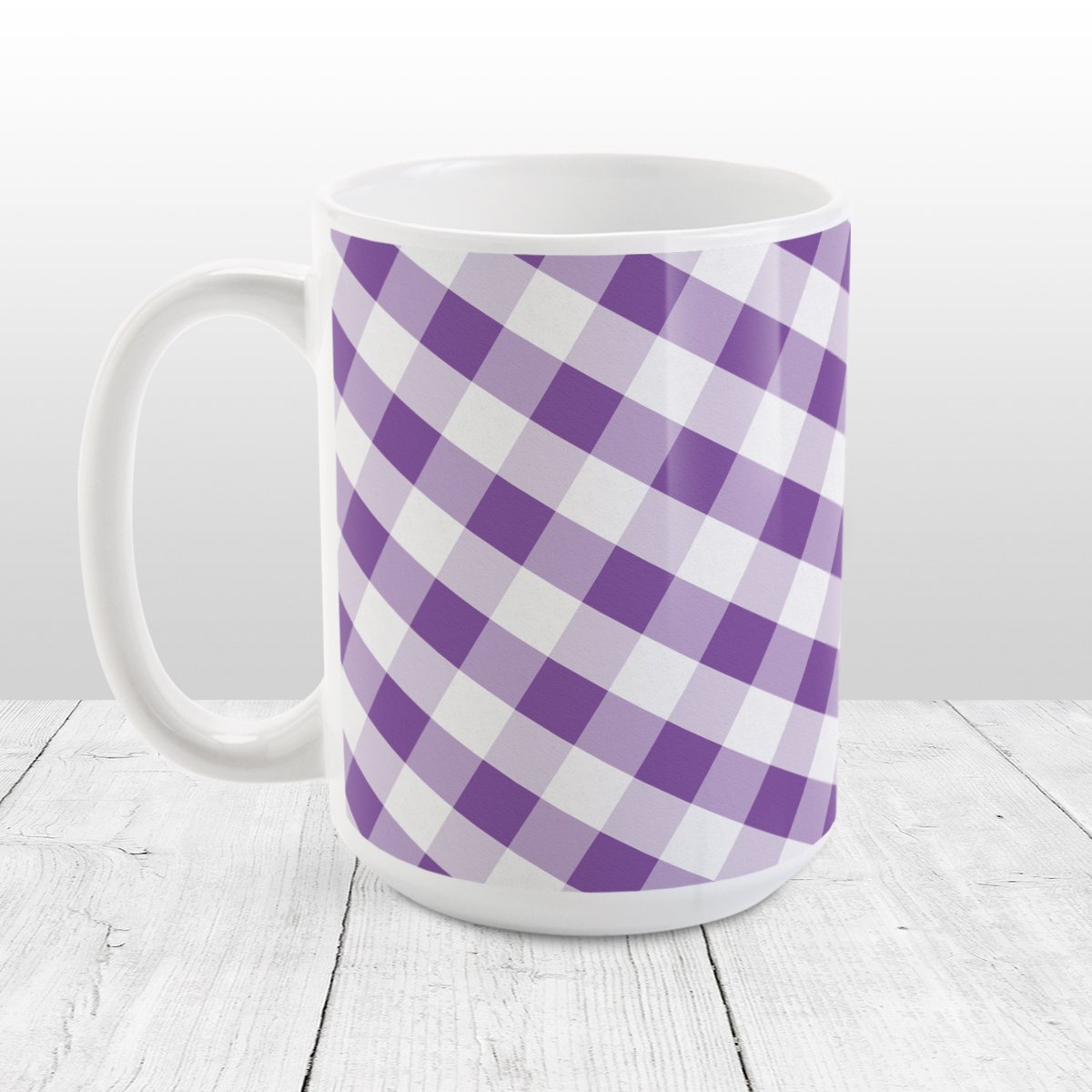 Purple Gingham Pattern Mug at Amy's Coffee Mugs