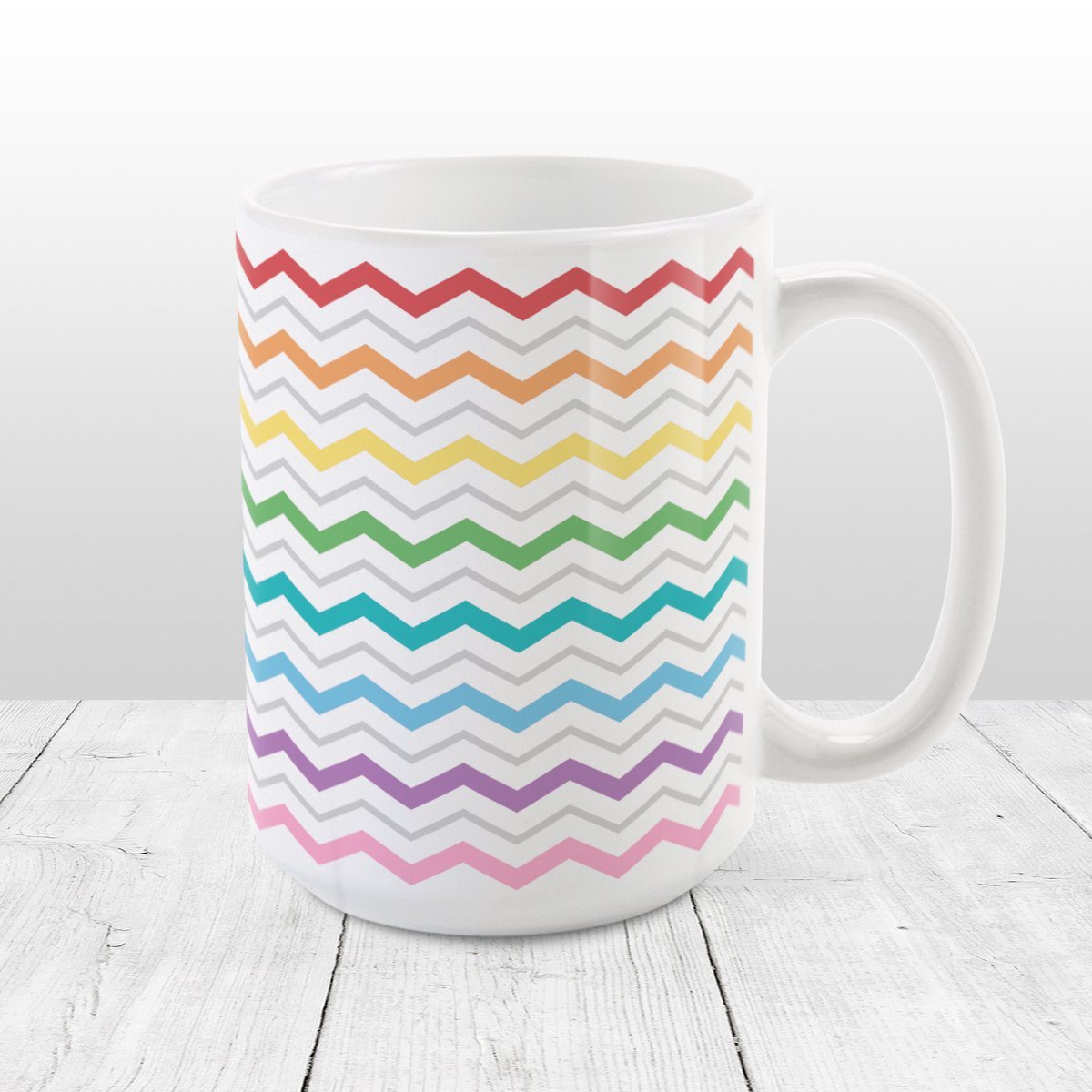 Rainbow Chevron Zigzag Pattern Mug at Amy's Coffee Mugs