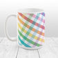 Rainbow Gingham Mug at Amy's Coffee Mugs