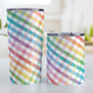 Rainbow Gingham Tumbler Cup (20oz and 10oz, stainless steel insulated) at Amy's Coffee Mugs