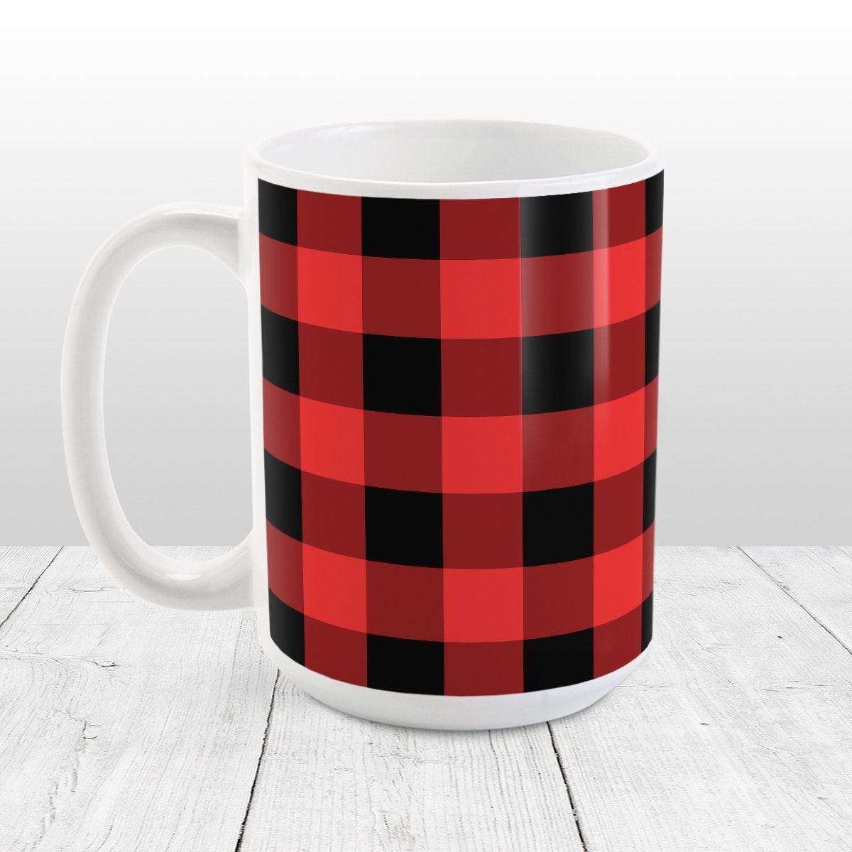 Red and Black Buffalo Plaid Mug at Amy's Coffee Mugs