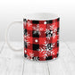 Red and Black Buffalo Plaid Snowflake Mug (11oz) at Amy's Coffee Mugs