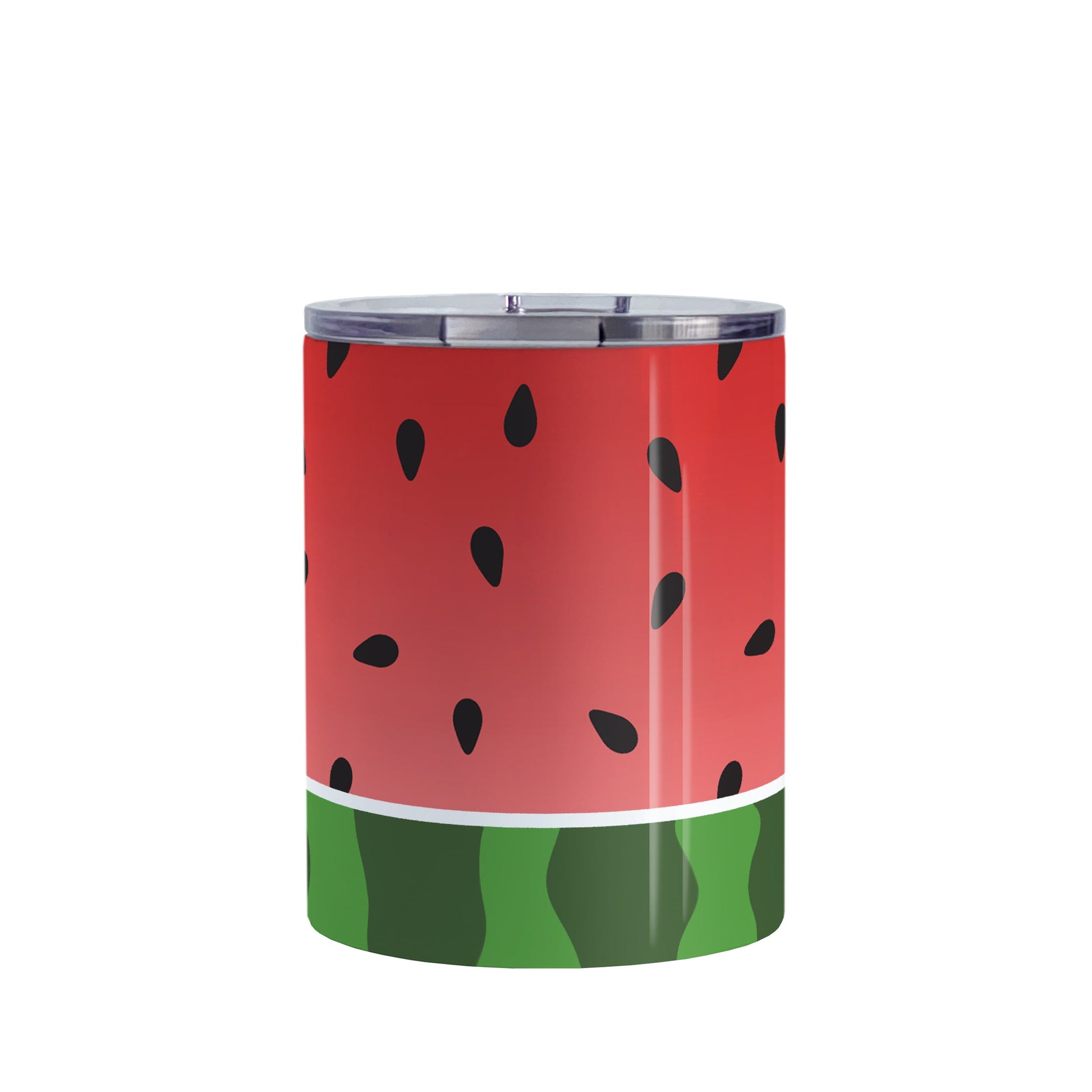 Red and Green Watermelon Tumbler Cup (10oz, stainless steel insulated) at Amy's Coffee Mugs