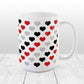 Red Black Gray Hearts Pattern Mug at Amy's Coffee Mugs